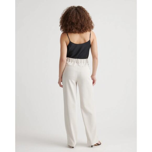 QUINCE Sand Stretch Crepe Pleated Wide Leg Pants NWT Size Large - Picture 7 of 11